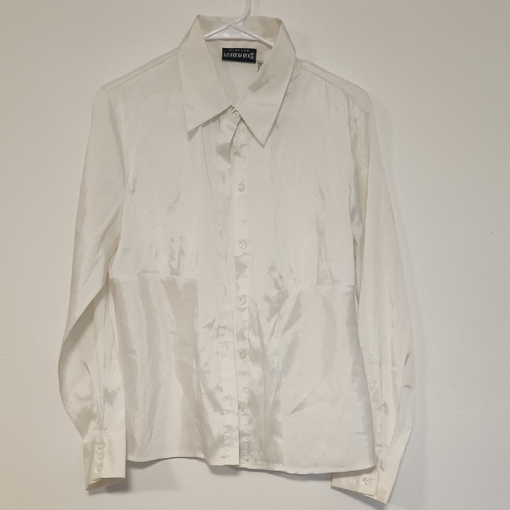 Fashion Bug White Dress Shirt with Pointed Collar